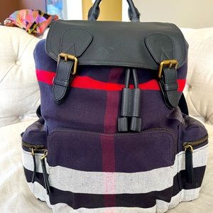 Burberry Blue Plaid Rucksack/Backpack in canvas - Large